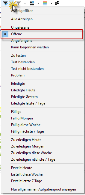 anzeigefilter setzen