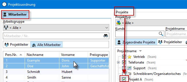 mitarbeiterzuordnung